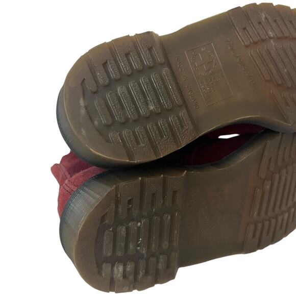 Vintage Dr. Martens Made In England Dark Red Suede Lace Up 6 Eye Boots Size 6 US - Picture 10 of 13